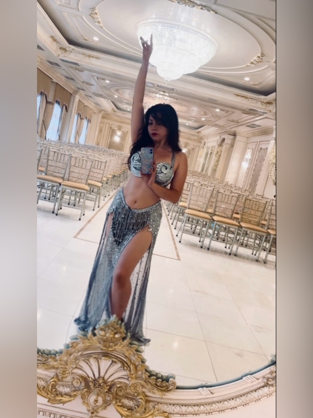 Silver Glamorous edgy Bellydance Dance Costume